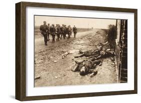 Fallen English after Street Fighting at the Village of Moreuil (B/W Photo)-German photographer-Framed Giclee Print