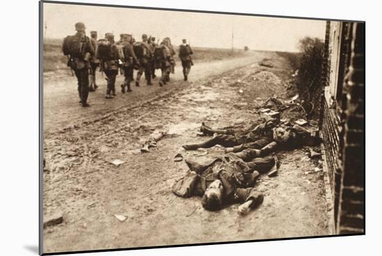 Fallen English after Street Fighting at the Village of Moreuil (B/W Photo)-German photographer-Mounted Giclee Print