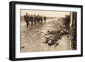 Fallen English after Street Fighting at the Village of Moreuil (B/W Photo)-German photographer-Framed Premium Giclee Print