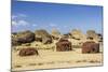 Fallen Moai and Red Scoria Topknots at Ura Uranga Te Mahina Ceremonial Site-Michael Nolan-Mounted Photographic Print