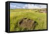 Fallen Moai Head at the Archaeological Site at Ahu Vinapu-Michael Nolan-Framed Stretched Canvas