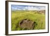 Fallen Moai Head at the Archaeological Site at Ahu Vinapu-Michael Nolan-Framed Photographic Print