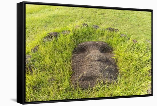 Fallen Moai Head at the Archaeological Site at Ahu Vinapu-Michael Nolan-Framed Stretched Canvas