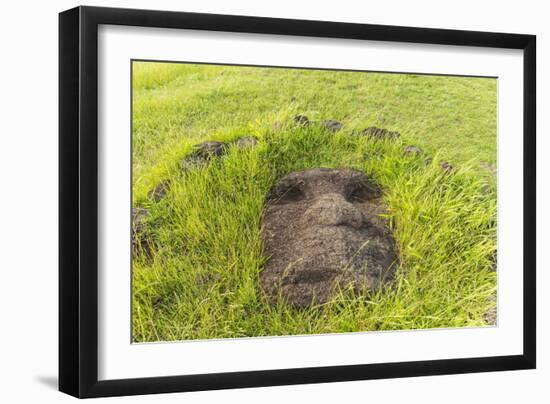 Fallen Moai Head at the Archaeological Site at Ahu Vinapu-Michael Nolan-Framed Photographic Print