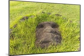 Fallen Moai Head at the Archaeological Site at Ahu Vinapu-Michael Nolan-Mounted Photographic Print