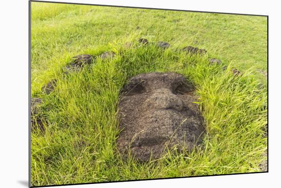 Fallen Moai Head at the Archaeological Site at Ahu Vinapu-Michael Nolan-Mounted Photographic Print