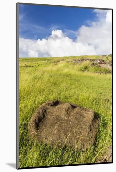 Fallen Moai Head at the Archaeological Site at Ahu Vinapu-Michael Nolan-Mounted Photographic Print