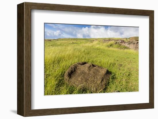 Fallen Moai Head at the Archaeological Site at Ahu Vinapu-Michael Nolan-Framed Photographic Print