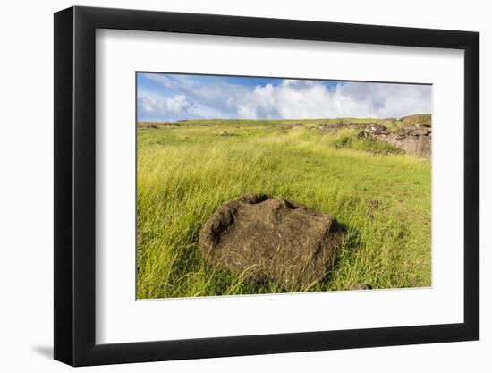 Fallen Moai Head at the Archaeological Site at Ahu Vinapu-Michael Nolan-Framed Photographic Print