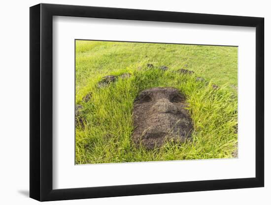 Fallen Moai Head at the Archaeological Site at Ahu Vinapu-Michael Nolan-Framed Photographic Print