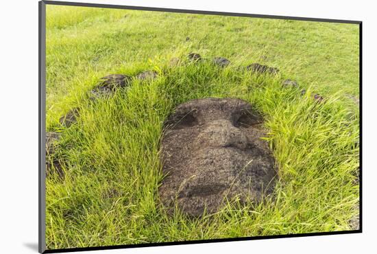 Fallen Moai Head at the Archaeological Site at Ahu Vinapu-Michael Nolan-Mounted Photographic Print