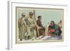 Fallen Skier, Men in Trench Coats-null-Framed Art Print