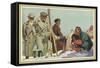 Fallen Skier, Men in Trench Coats-null-Framed Stretched Canvas