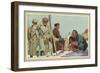 Fallen Skier, Men in Trench Coats-null-Framed Art Print