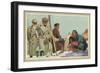 Fallen Skier, Men in Trench Coats-null-Framed Art Print