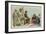 Fallen Skier, Men in Trench Coats-null-Framed Art Print