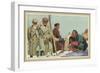 Fallen Skier, Men in Trench Coats-null-Framed Art Print