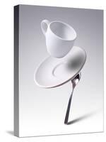 Falling Coffee Cup With Spoon And Saucer-adnrey-Stretched Canvas