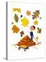 Falling Leaves - Jack & Jill-Roland Shutts-Stretched Canvas