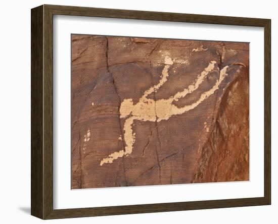 Falling Man Petroglyph, Gold Butte, Nevada, United States of America, North America-James Hager-Framed Photographic Print