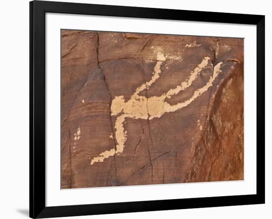 Falling Man Petroglyph, Gold Butte, Nevada, United States of America, North America-James Hager-Framed Photographic Print