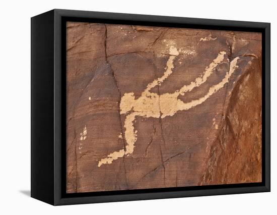 Falling Man Petroglyph, Gold Butte, Nevada, United States of America, North America-James Hager-Framed Stretched Canvas