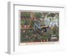 Falling Through the Conservatory Roof-English School-Framed Giclee Print