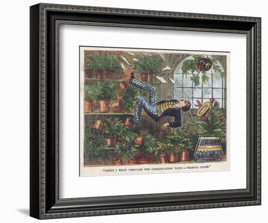 Falling Through the Conservatory Roof-English School-Framed Giclee Print
