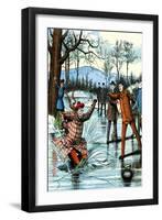 Falling Through the Ice During a Curling Game-null-Framed Art Print