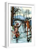 Falling Through the Ice During a Curling Game-null-Framed Art Print