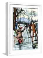 Falling Through the Ice During a Curling Game-null-Framed Art Print