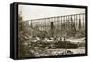 Falling Water Bridge, Nashville and Chattanooga Railroad, 1861-65-Mathew Brady-Framed Stretched Canvas