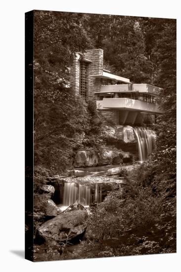 Falling Water View BW-Steve Gadomski-Stretched Canvas