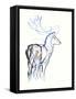 Fallow Buck, 2021, (crayon on paper)-Mark Adlington-Framed Stretched Canvas