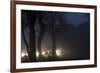 Fallow Deer (Dama Dama) Crossing Rural Road Through Berkhamsted Common at Dusk-Ernie Janes-Framed Photographic Print