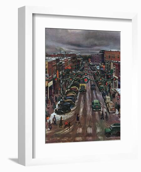 "Falls City, Nebraska at Christmas," December 21, 1946-John Falter-Framed Giclee Print