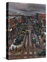 "Falls City, Nebraska at Christmas," December 21, 1946-John Falter-Stretched Canvas