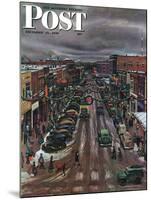 "Falls City, Nebraska at Christmas," Saturday Evening Post Cover, December 21, 1946-John Falter-Mounted Giclee Print