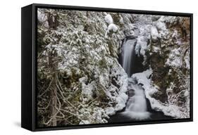 Falls Creek in Winter Near Nelson, British Columbia, Canada-Chuck Haney-Framed Stretched Canvas