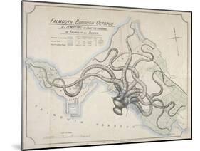 Falmouth Borough Octopus Attempting to Grasp the Parishes of Falmouth and Budock, London, c. 1885-Edwin T. Olver-Mounted Giclee Print