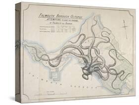 Falmouth Borough Octopus Attempting to Grasp the Parishes of Falmouth and Budock, London, c. 1885-Edwin T. Olver-Stretched Canvas