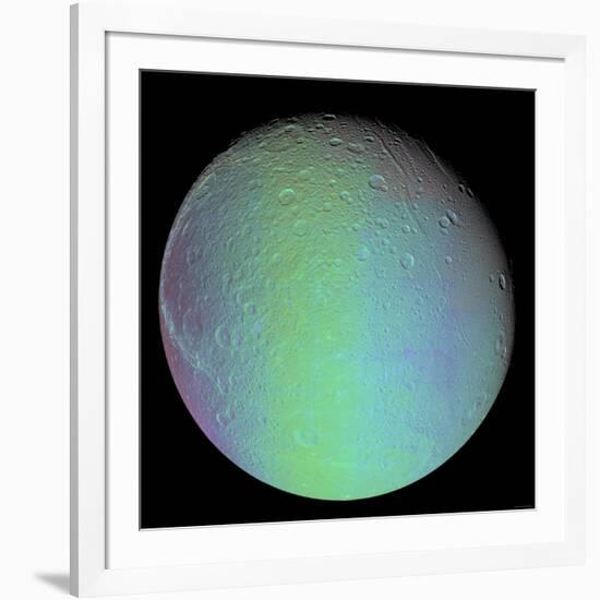 False Color View of Saturn's Moon Dione-Stocktrek Images-Framed Photographic Print