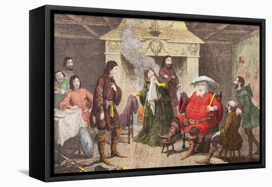 Falstaff Enacts the Part of the King in Henry IV, Part I, Act II, Scene IV, from 'The Illustrated…-George Cruikshank-Framed Stretched Canvas