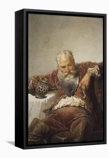 Falstaff with a Tankard of Wine and a Pipe, 1873-Mihaly Zichy-Framed Stretched Canvas