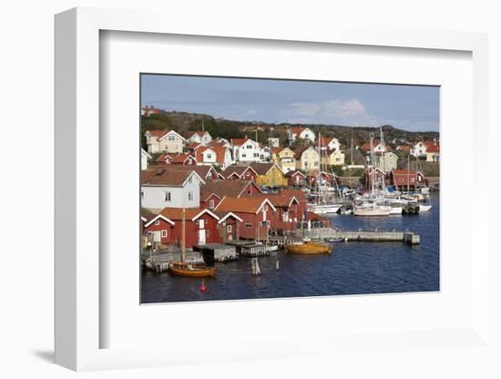 Falu Red Fishermen's Houses in Harbour, Southwest Sweden-Stuart Black-Framed Photographic Print