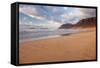 Famara Beach and Famara Mountains at Sunset, View to La Graciosa Island, Lanzarote-Markus Lange-Framed Stretched Canvas