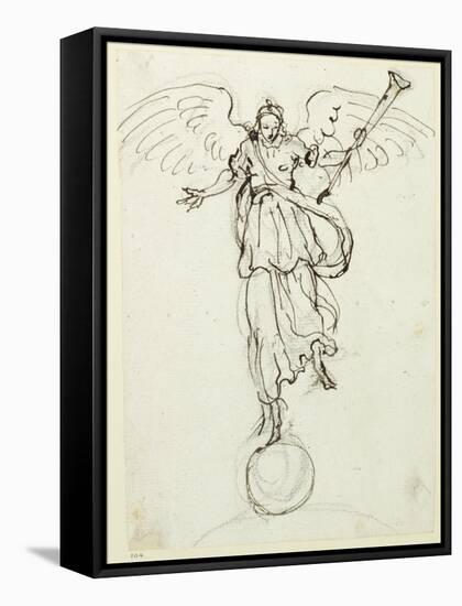 Fame, Preliminary Sketch, C.1631-Inigo Jones-Framed Stretched Canvas