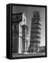 Famed Leaning Tower of Pisa Standing Next to the Baptistry of the Cathedral-Margaret Bourke-White-Framed Stretched Canvas