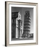 Famed Leaning Tower of Pisa Standing Next to the Baptistry of the Cathedral-Margaret Bourke-White-Framed Photographic Print