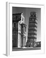 Famed Leaning Tower of Pisa Standing Next to the Baptistry of the Cathedral-Margaret Bourke-White-Framed Photographic Print